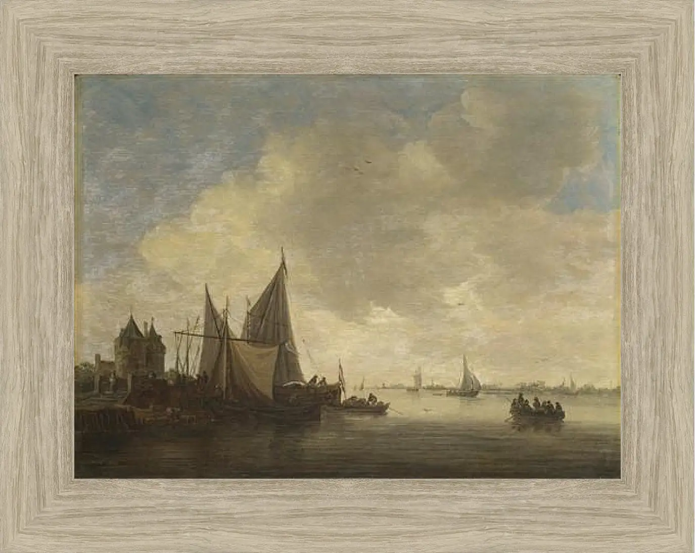 Картина в раме - The Mouth of an Estuary with a Gateway. Ян ван Гойен