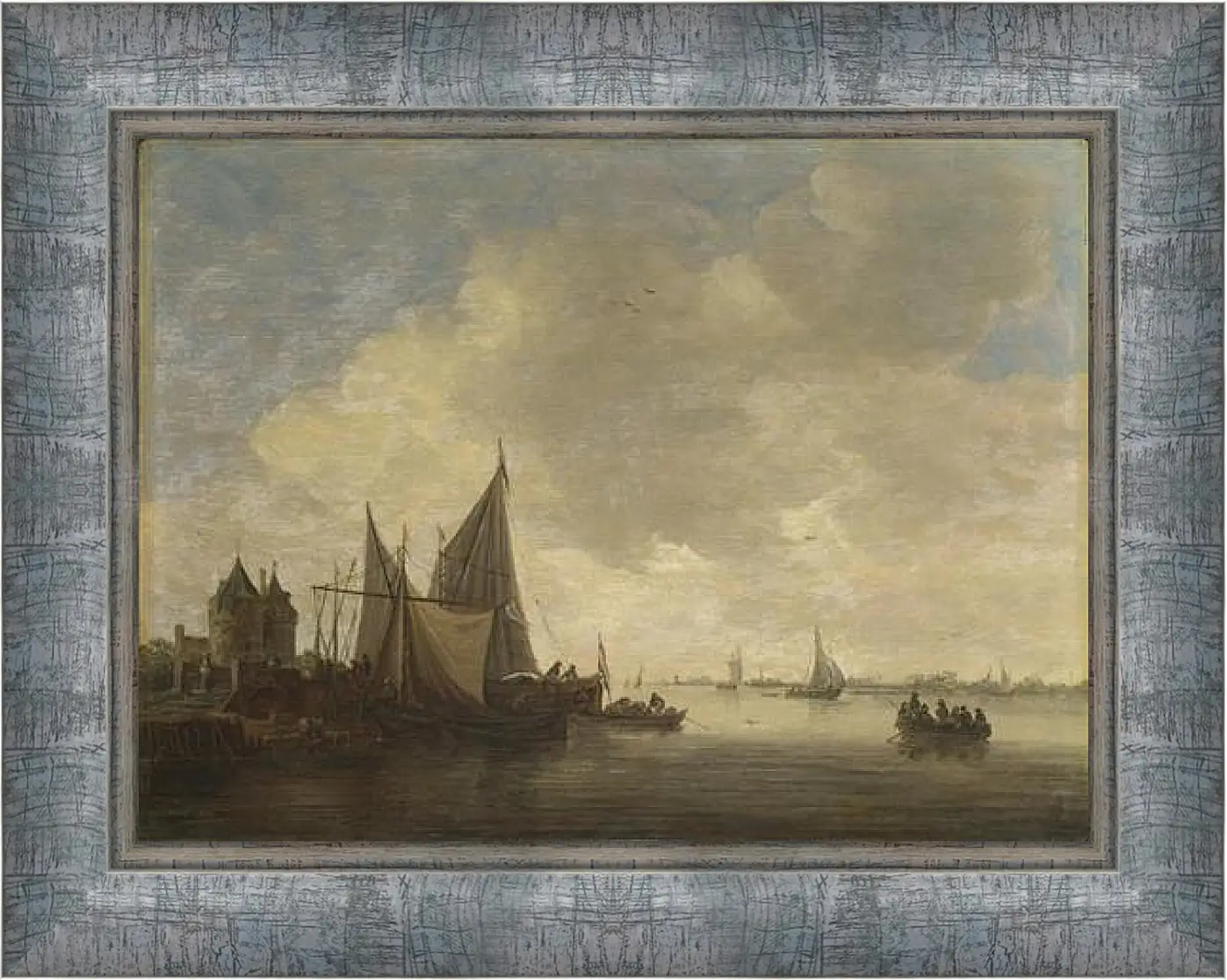 Картина в раме - The Mouth of an Estuary with a Gateway. Ян ван Гойен