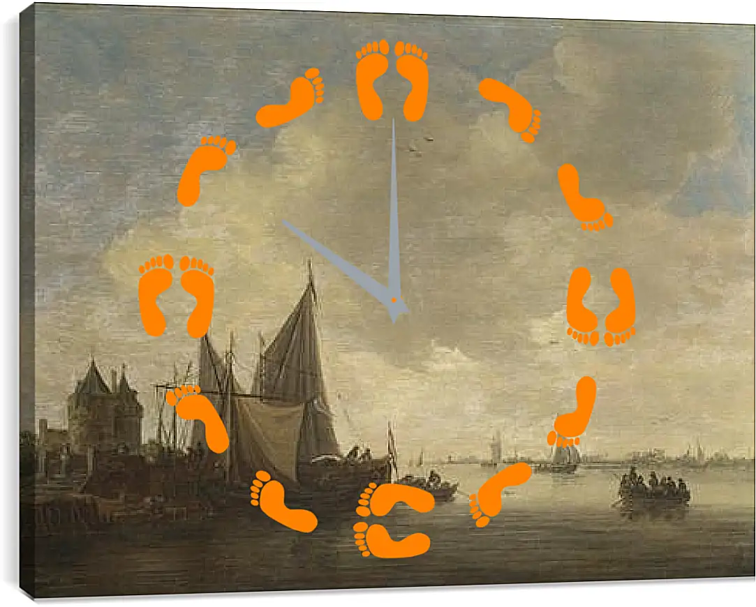 Часы картина - The Mouth of an Estuary with a Gateway. Ян ван Гойен