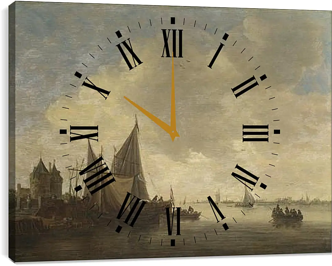 Часы картина - The Mouth of an Estuary with a Gateway. Ян ван Гойен