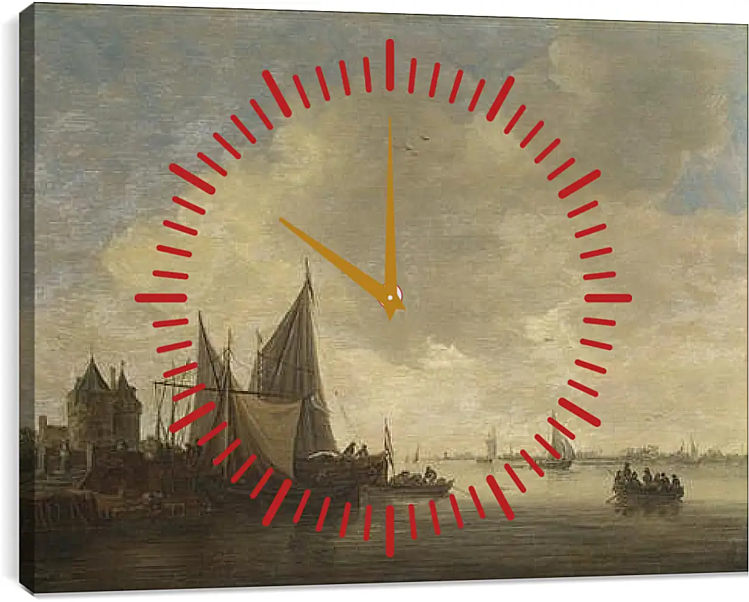 Часы картина - The Mouth of an Estuary with a Gateway. Ян ван Гойен