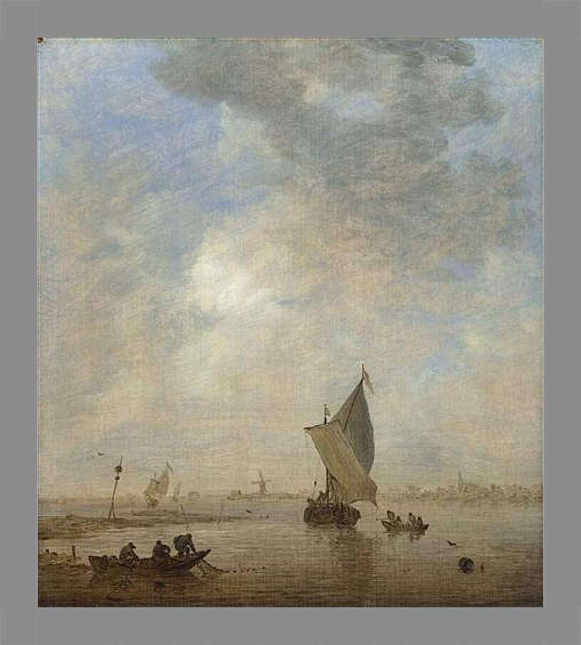 Картина в раме - Fishermen hauling a Net. Ян ван Гойен