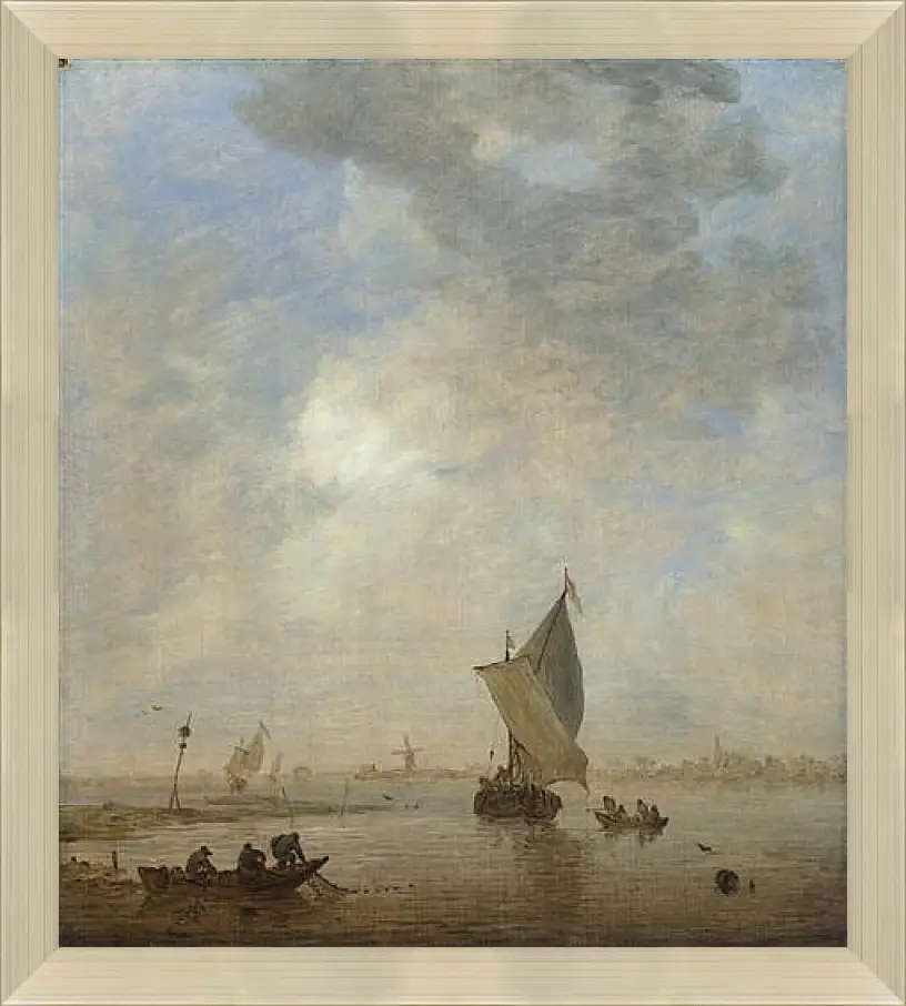 Картина в раме - Fishermen hauling a Net. Ян ван Гойен