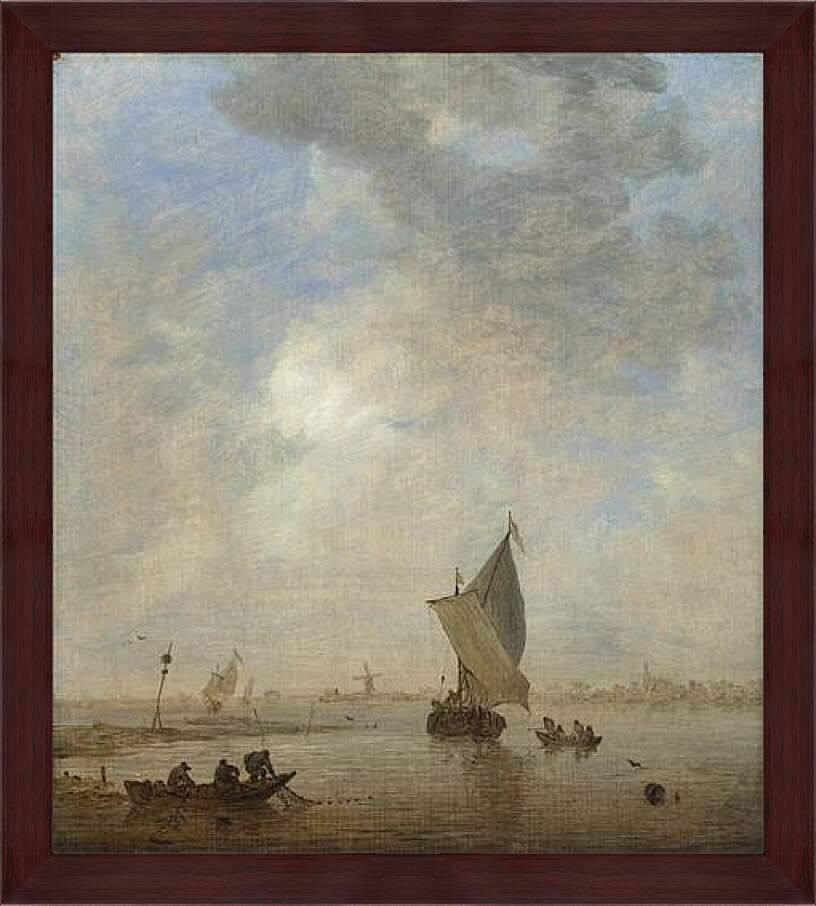 Картина в раме - Fishermen hauling a Net. Ян ван Гойен