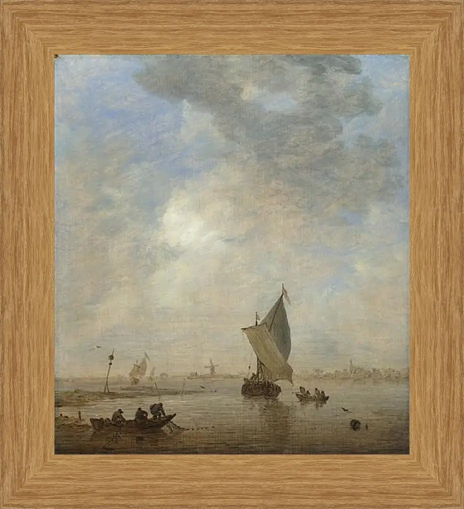 Картина в раме - Fishermen hauling a Net. Ян ван Гойен