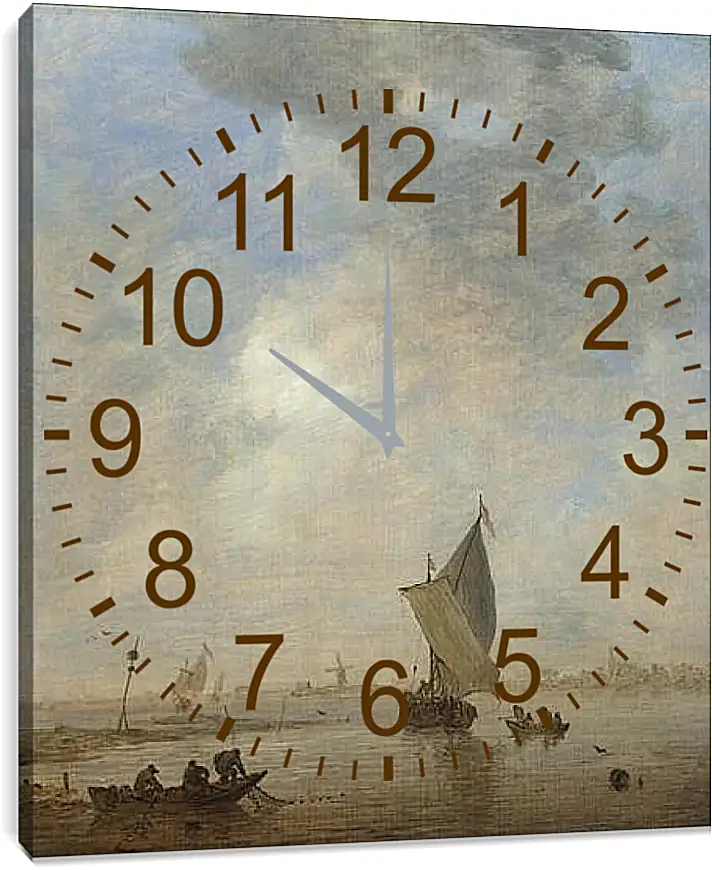 Часы картина - Fishermen hauling a Net. Ян ван Гойен