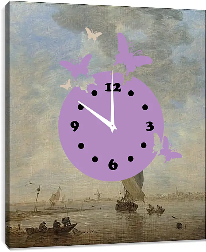 Часы картина - Fishermen hauling a Net. Ян ван Гойен