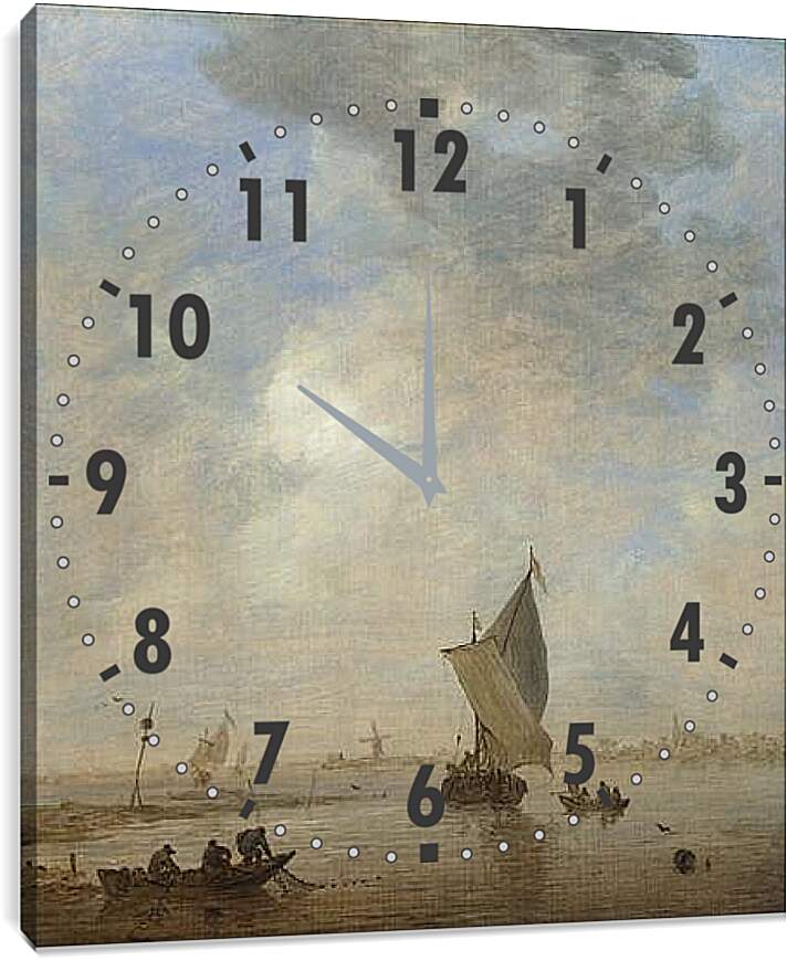 Часы картина - Fishermen hauling a Net. Ян ван Гойен