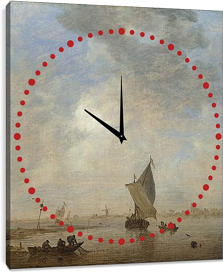 Часы картина - Fishermen hauling a Net. Ян ван Гойен