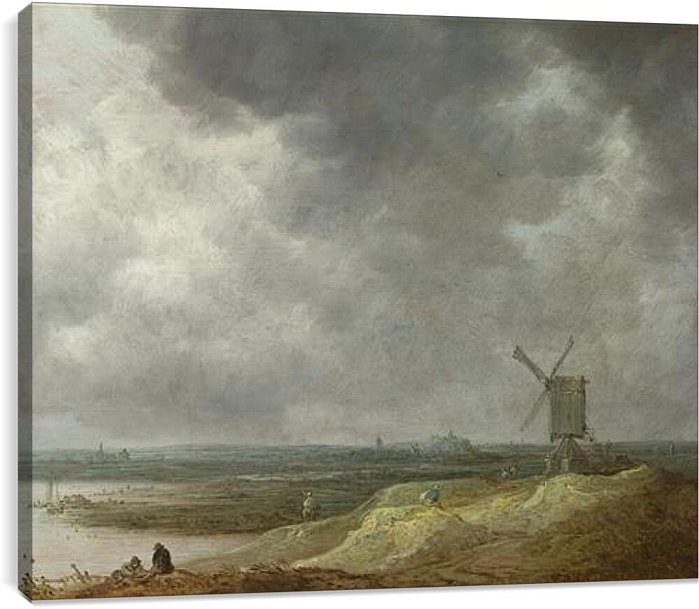 Постер и плакат - A Windmill by a River. Ян ван Гойен