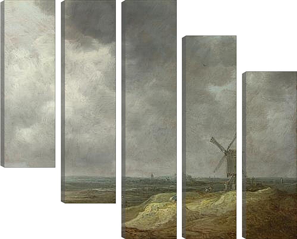 Модульная картина - A Windmill by a River. Ян ван Гойен