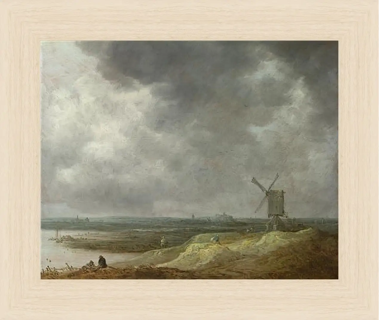Картина в раме - A Windmill by a River. Ян ван Гойен