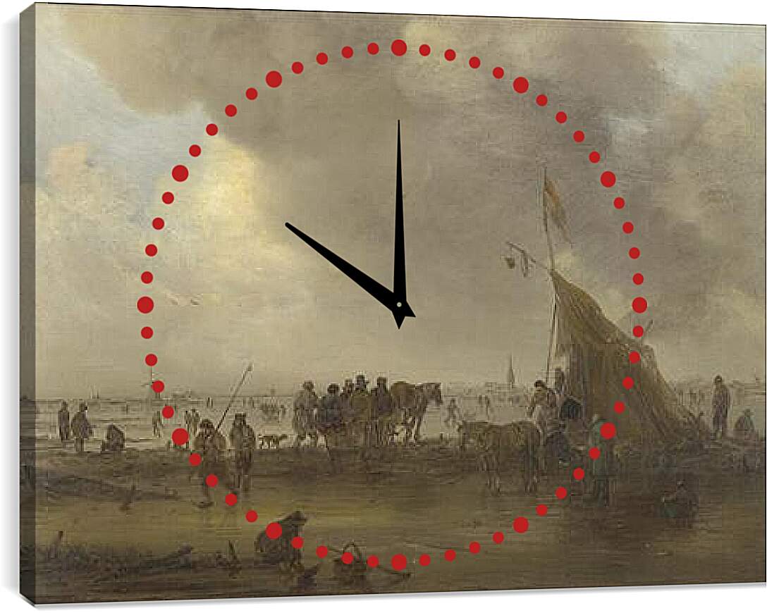 Часы картина - A Scene on the Ice. Ян ван Гойен