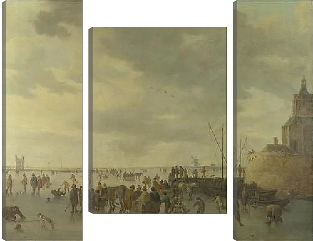 Модульная картина - A Scene on the Ice near Dordrecht. Ян ван Гойен