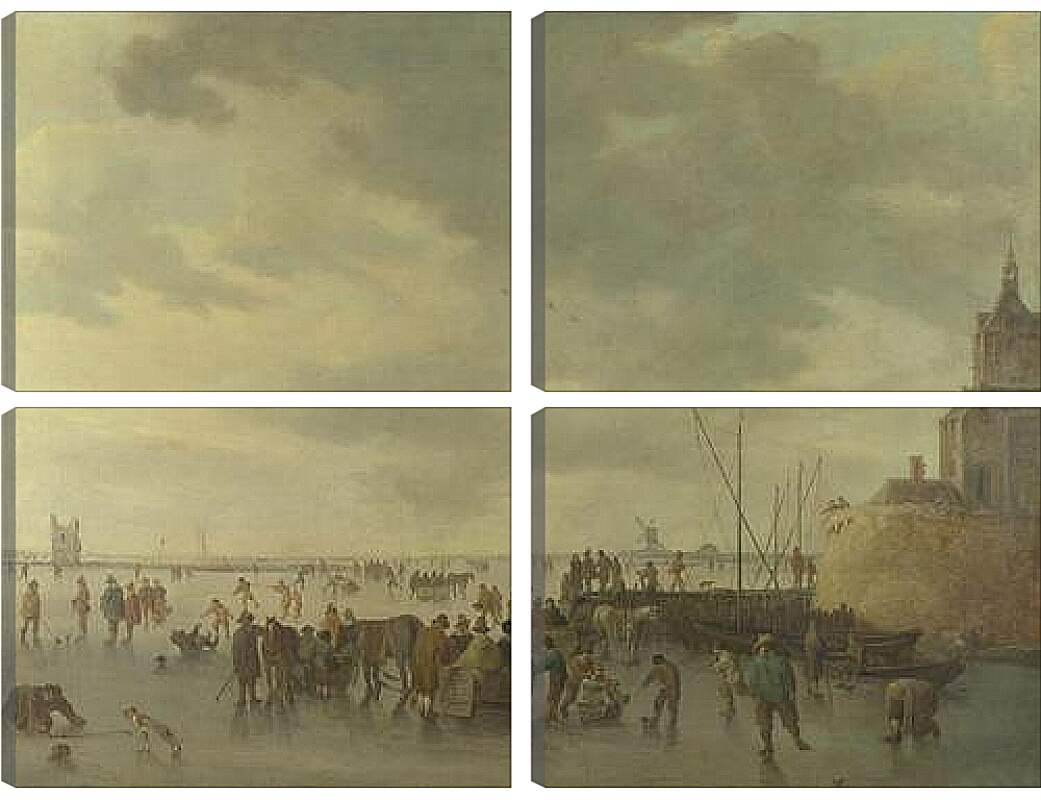 Модульная картина - A Scene on the Ice near Dordrecht. Ян ван Гойен