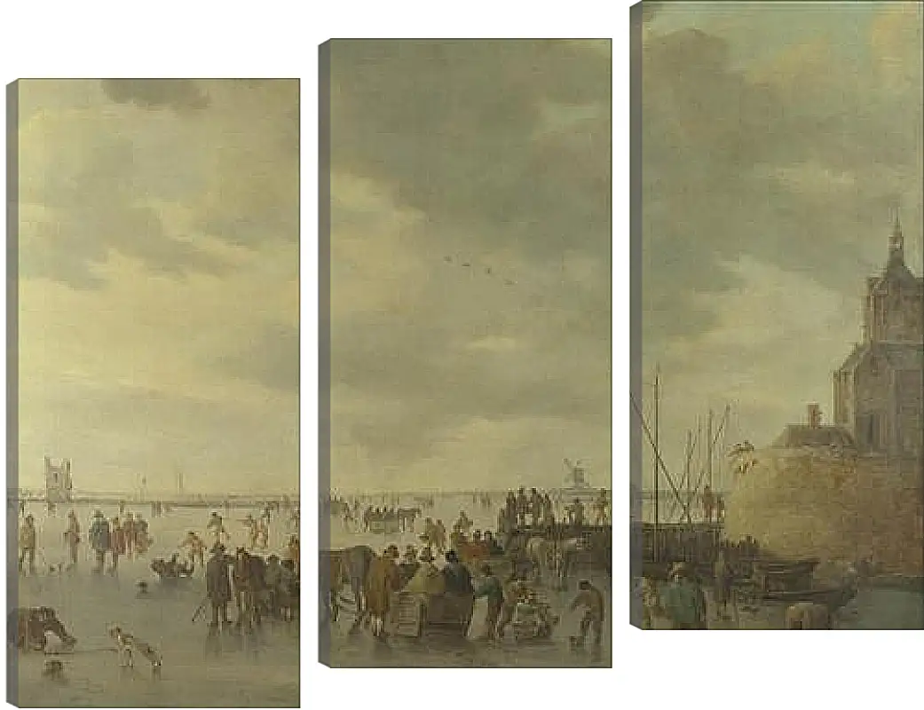 Модульная картина - A Scene on the Ice near Dordrecht. Ян ван Гойен