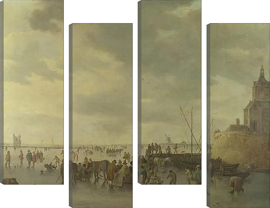 Модульная картина - A Scene on the Ice near Dordrecht. Ян ван Гойен