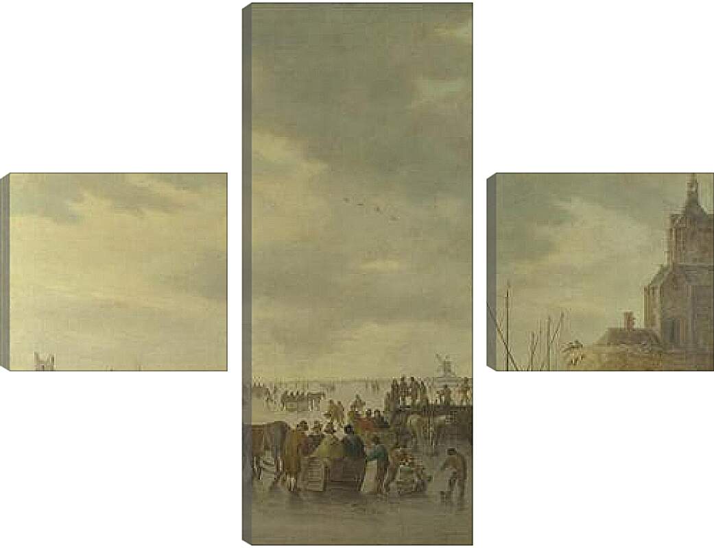 Модульная картина - A Scene on the Ice near Dordrecht. Ян ван Гойен