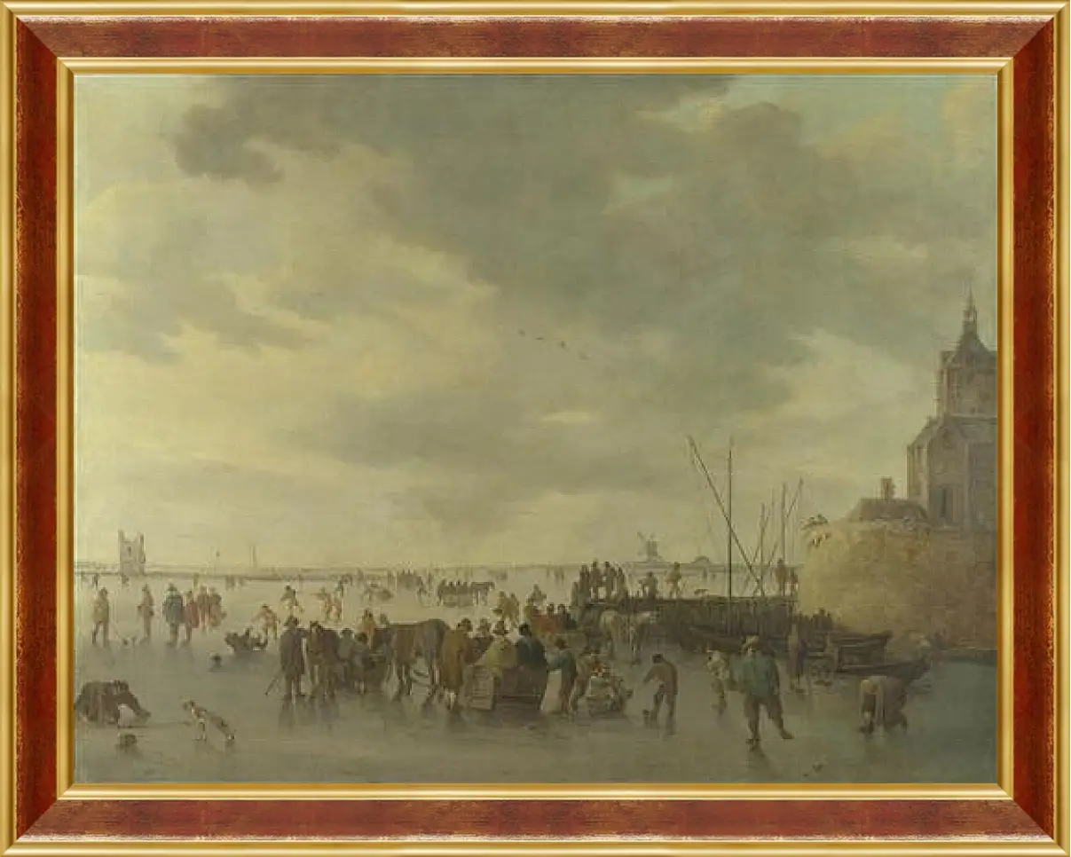 Картина в раме - A Scene on the Ice near Dordrecht. Ян ван Гойен