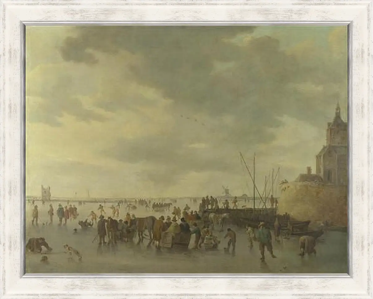 Картина в раме - A Scene on the Ice near Dordrecht. Ян ван Гойен