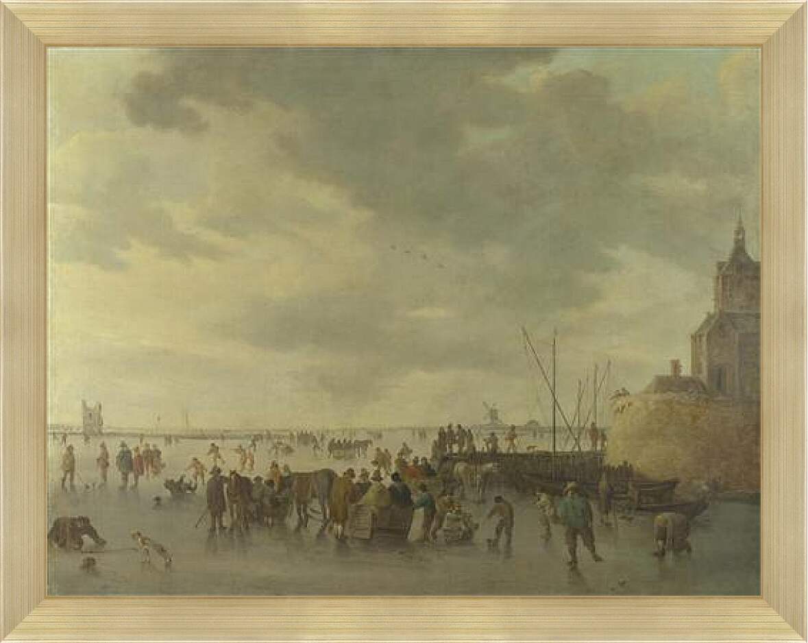 Картина в раме - A Scene on the Ice near Dordrecht. Ян ван Гойен