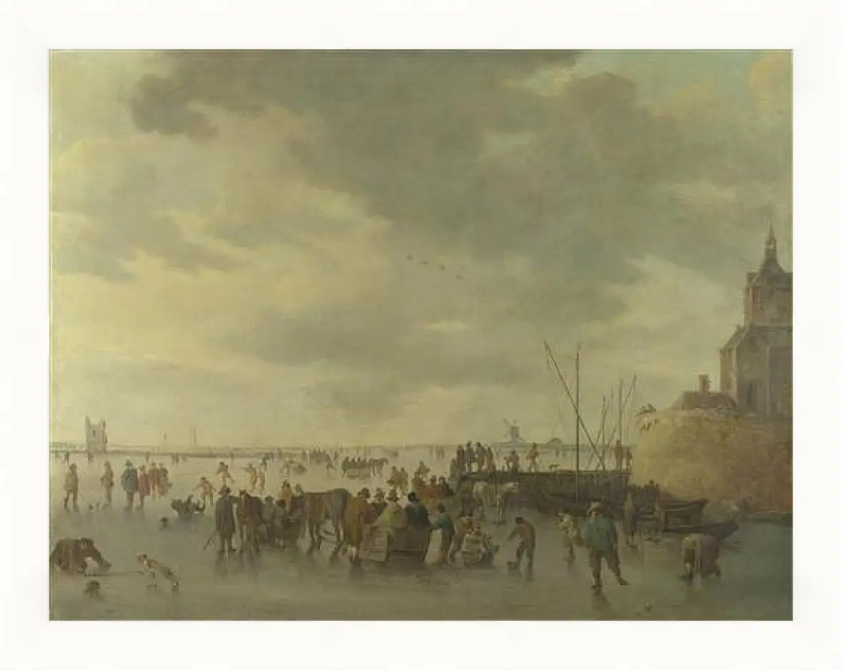 Картина в раме - A Scene on the Ice near Dordrecht. Ян ван Гойен