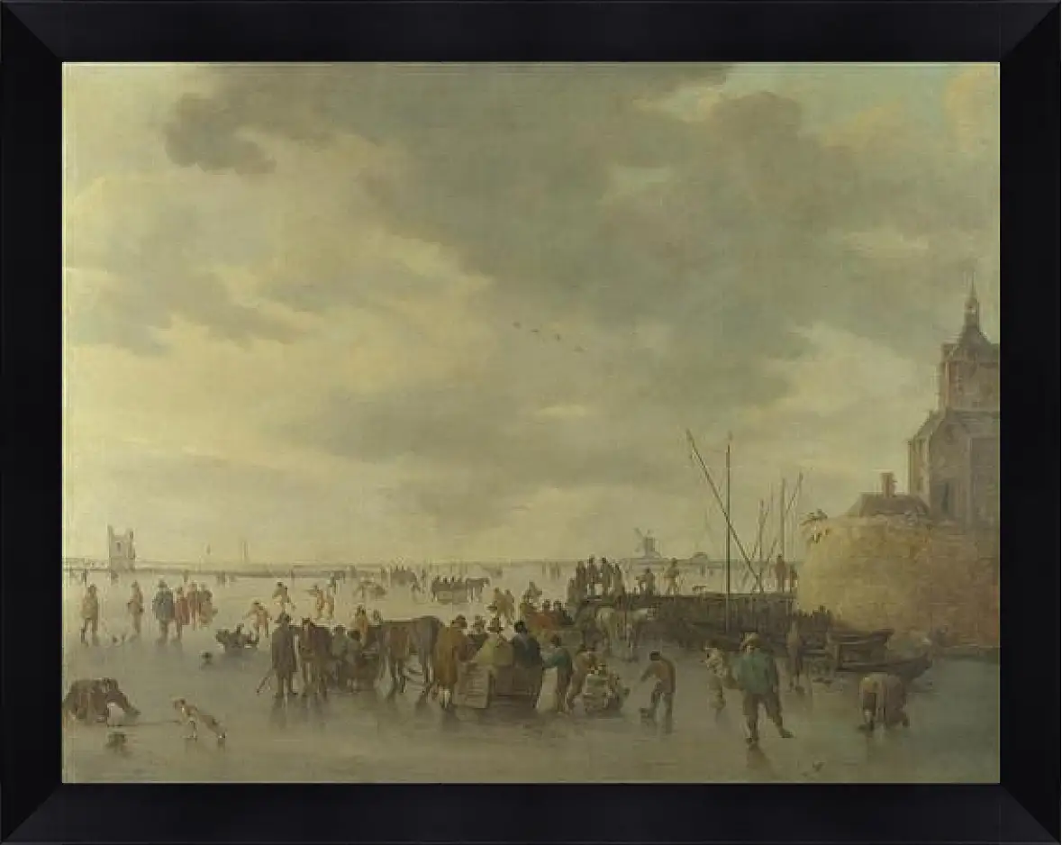 Картина в раме - A Scene on the Ice near Dordrecht. Ян ван Гойен