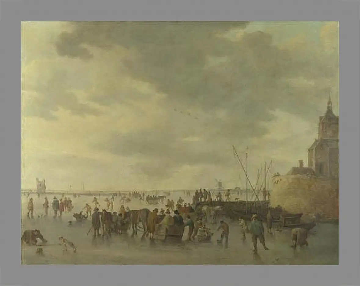 Картина в раме - A Scene on the Ice near Dordrecht. Ян ван Гойен