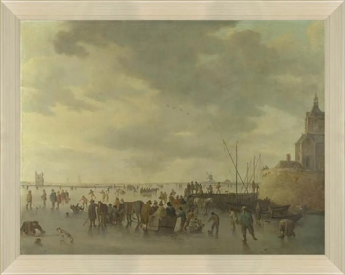 Картина в раме - A Scene on the Ice near Dordrecht. Ян ван Гойен