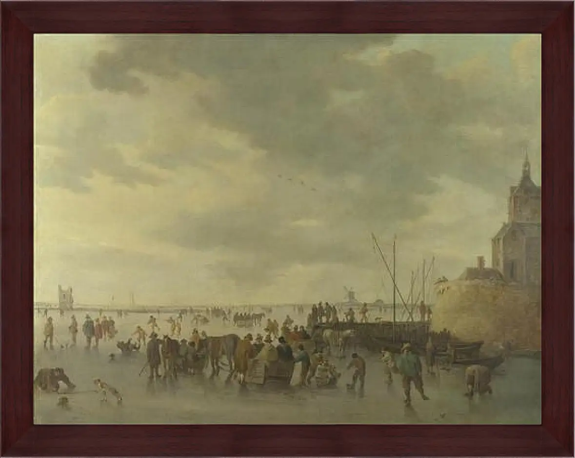 Картина в раме - A Scene on the Ice near Dordrecht. Ян ван Гойен