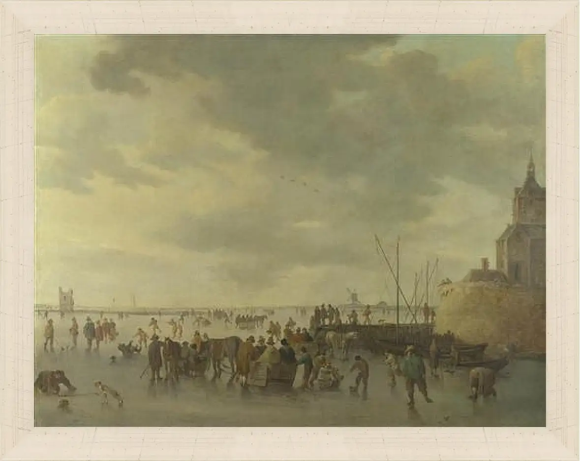 Картина в раме - A Scene on the Ice near Dordrecht. Ян ван Гойен