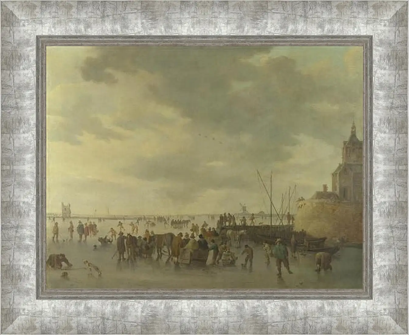 Картина в раме - A Scene on the Ice near Dordrecht. Ян ван Гойен