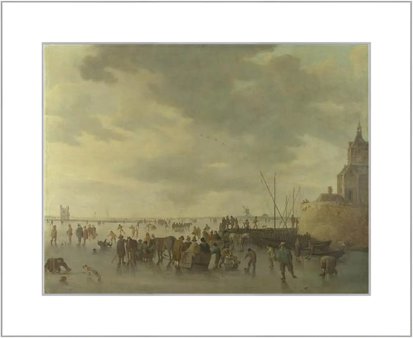 Картина в раме - A Scene on the Ice near Dordrecht. Ян ван Гойен