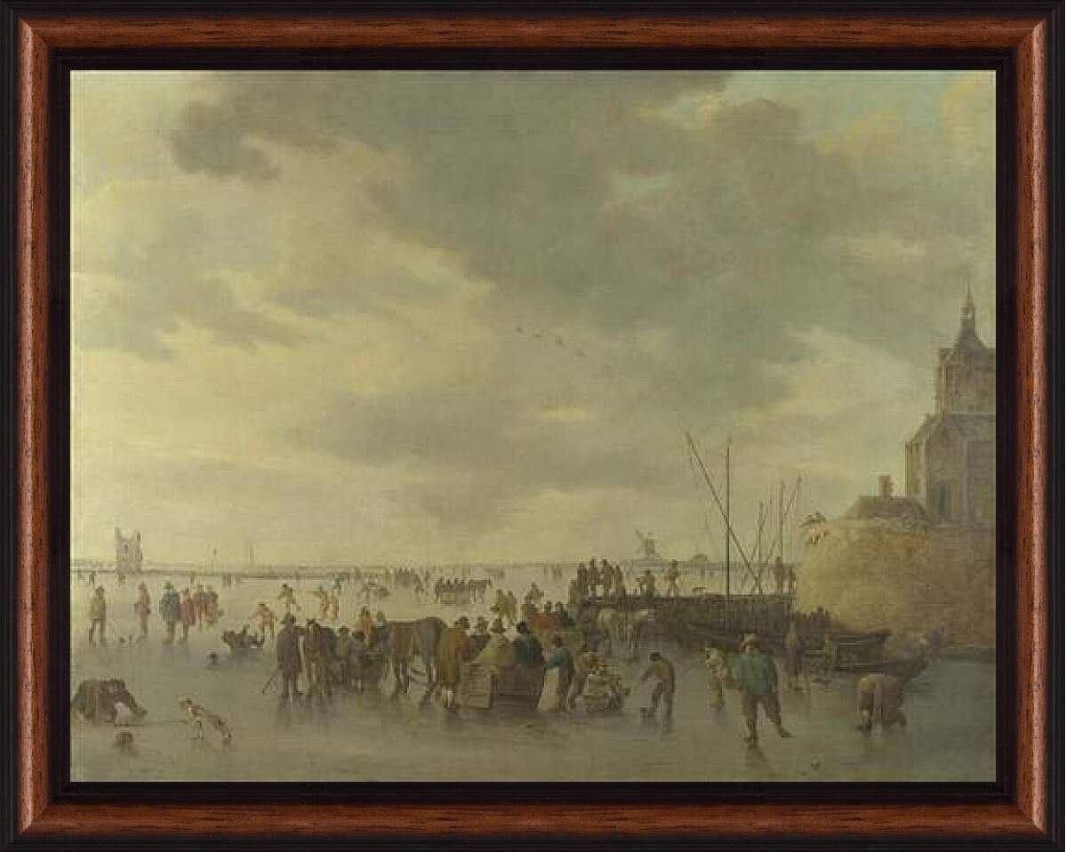 Картина в раме - A Scene on the Ice near Dordrecht. Ян ван Гойен