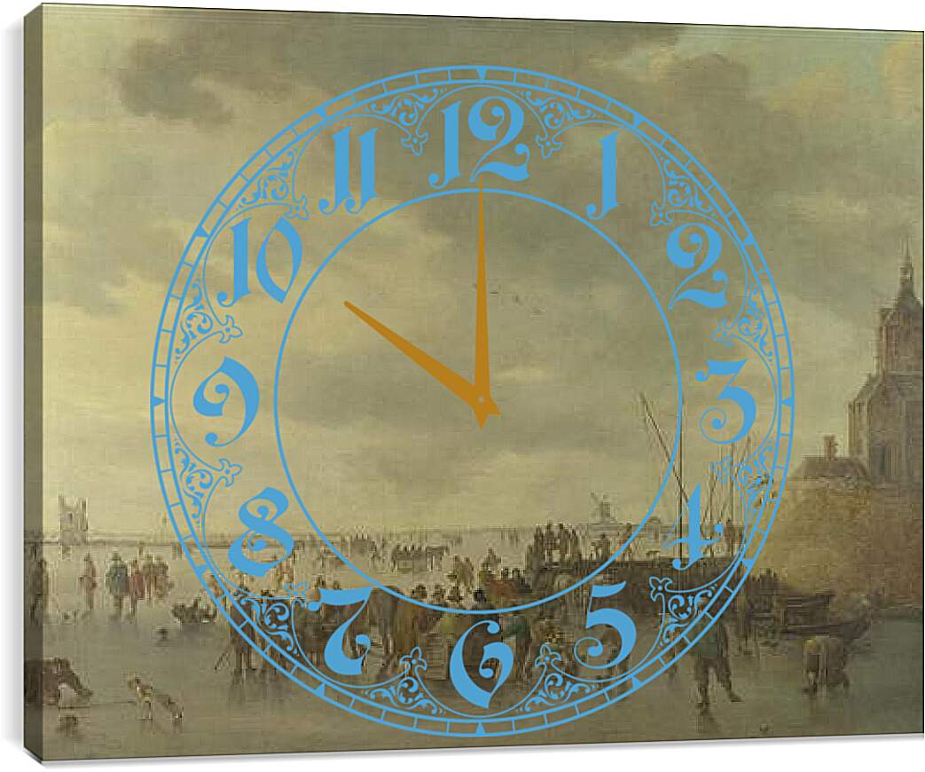 Часы картина - A Scene on the Ice near Dordrecht. Ян ван Гойен