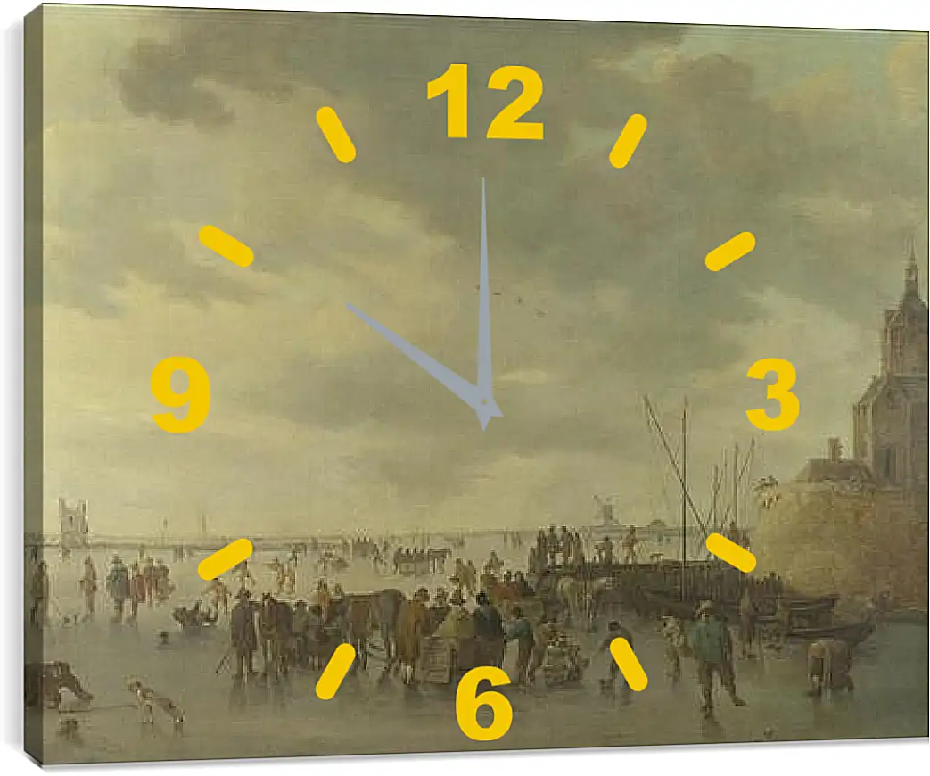 Часы картина - A Scene on the Ice near Dordrecht. Ян ван Гойен