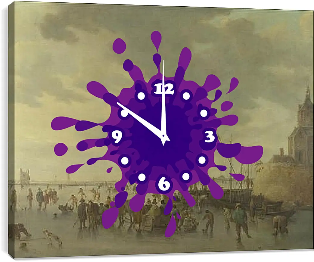 Часы картина - A Scene on the Ice near Dordrecht. Ян ван Гойен