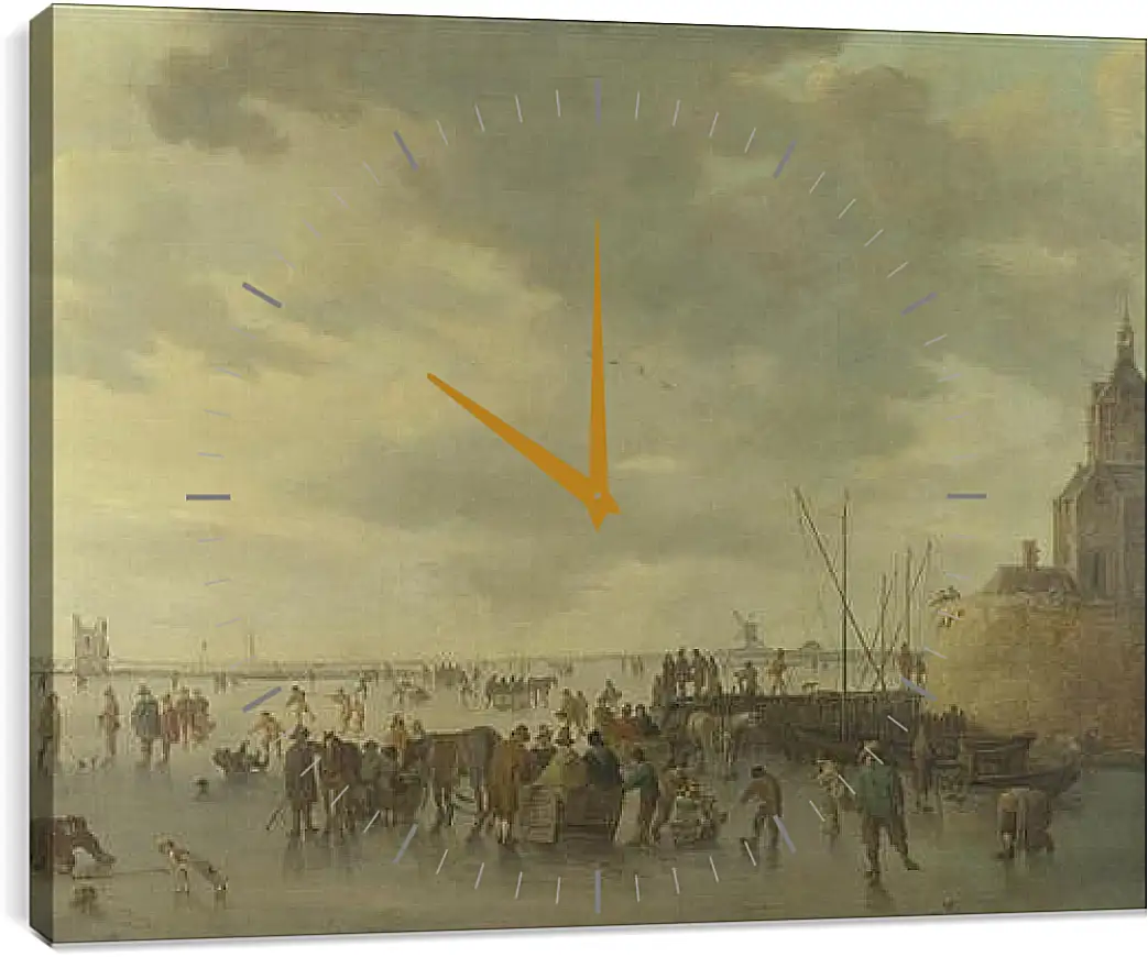 Часы картина - A Scene on the Ice near Dordrecht. Ян ван Гойен