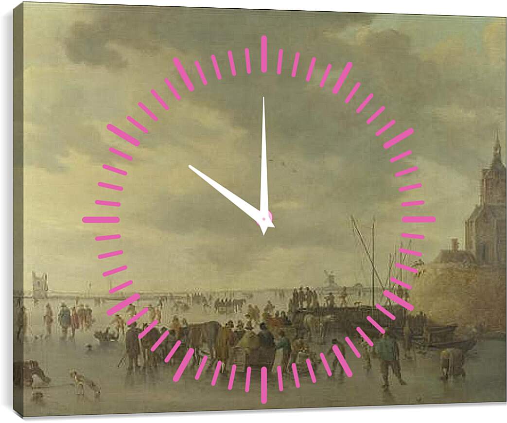 Часы картина - A Scene on the Ice near Dordrecht. Ян ван Гойен