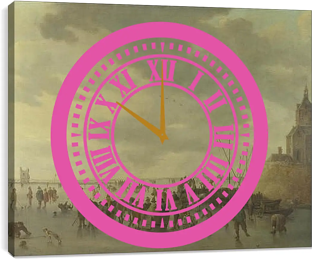 Часы картина - A Scene on the Ice near Dordrecht. Ян ван Гойен