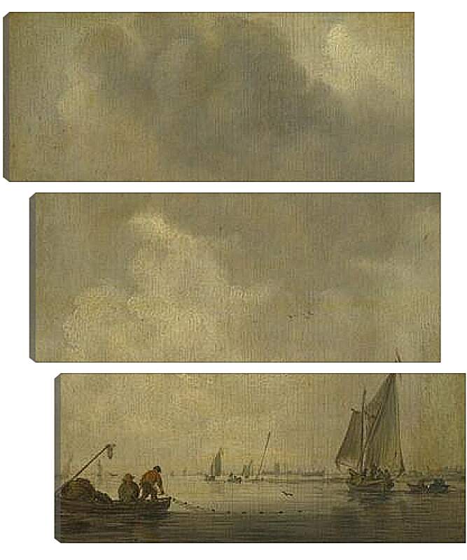 Модульная картина - A River Scene, with Fishermen laying a Net. Ян ван Гойен