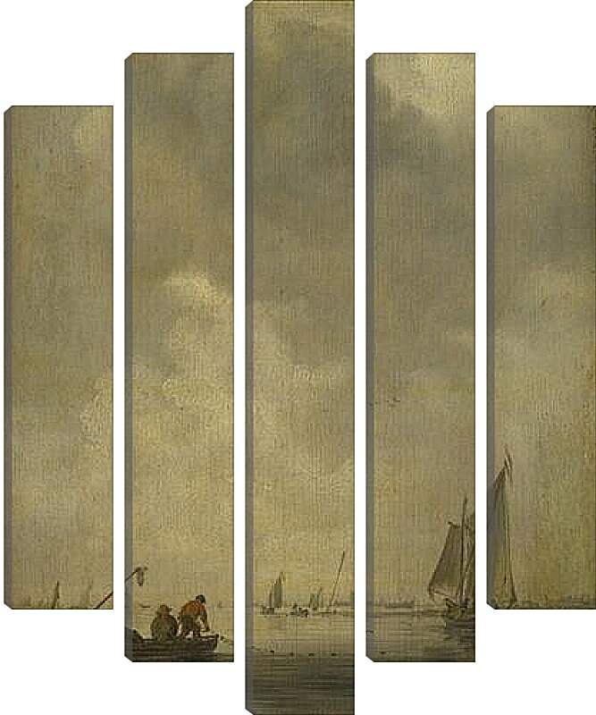 Модульная картина - A River Scene, with Fishermen laying a Net. Ян ван Гойен