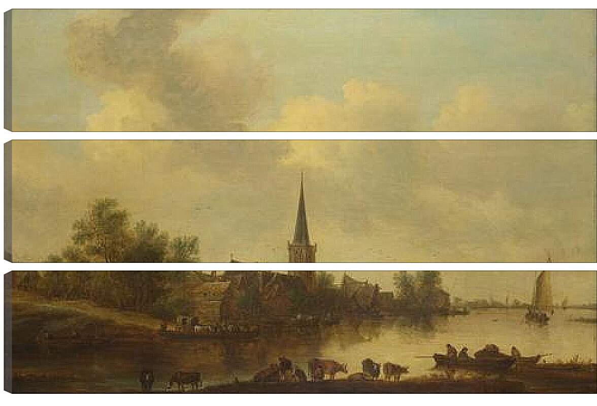 Модульная картина - A River Landscape. Ян ван Гойен
