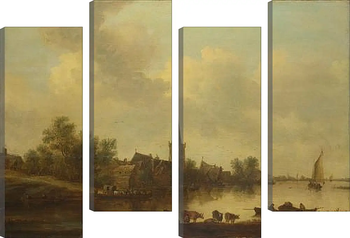 Модульная картина - A River Landscape. Ян ван Гойен