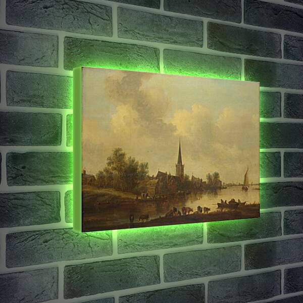 Лайтбокс световая панель - A River Landscape. Ян ван Гойен