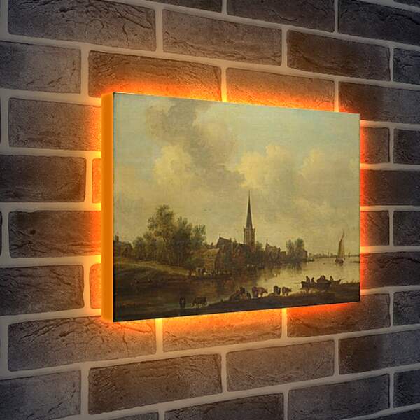 Лайтбокс световая панель - A River Landscape. Ян ван Гойен