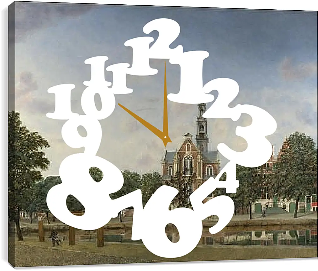 Часы картина - View of the Westerkerk, Amsterdam. Ян Ван дер Хейден
