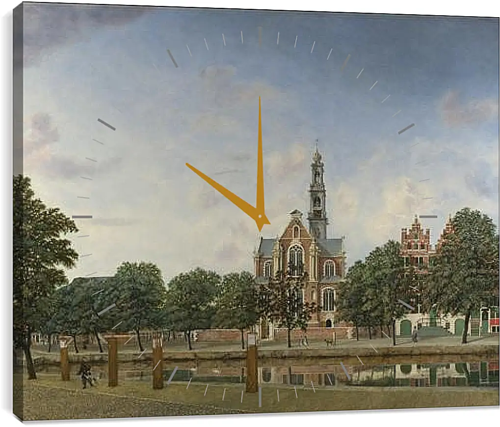 Часы картина - View of the Westerkerk, Amsterdam. Ян Ван дер Хейден