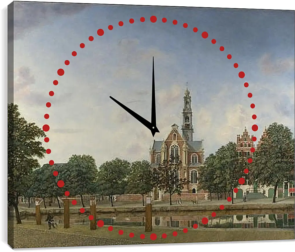 Часы картина - View of the Westerkerk, Amsterdam. Ян Ван дер Хейден