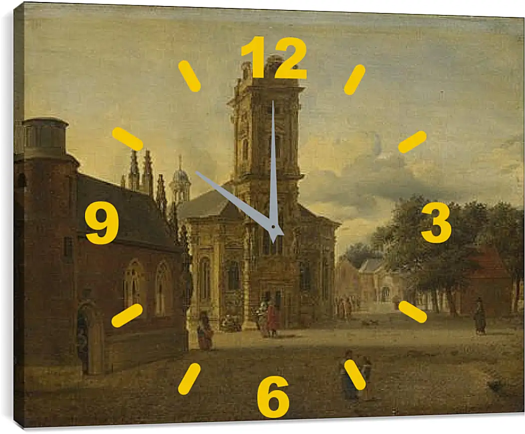 Часы картина - A Square before a Church. Ян Ван дер Хейден